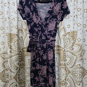Banana Republic Navy and Pink High Low Dress